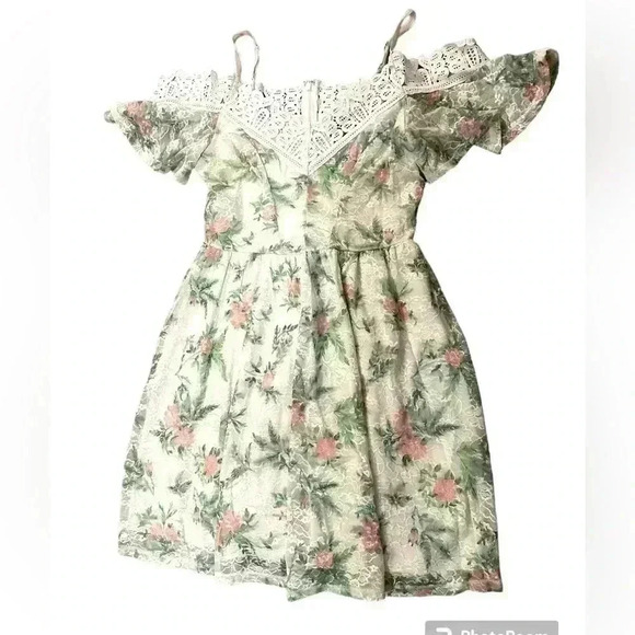 DINSEY PRINCESS WHITE OFF THE SHOULDER FLOWER DRESS - Picture 3 of 4